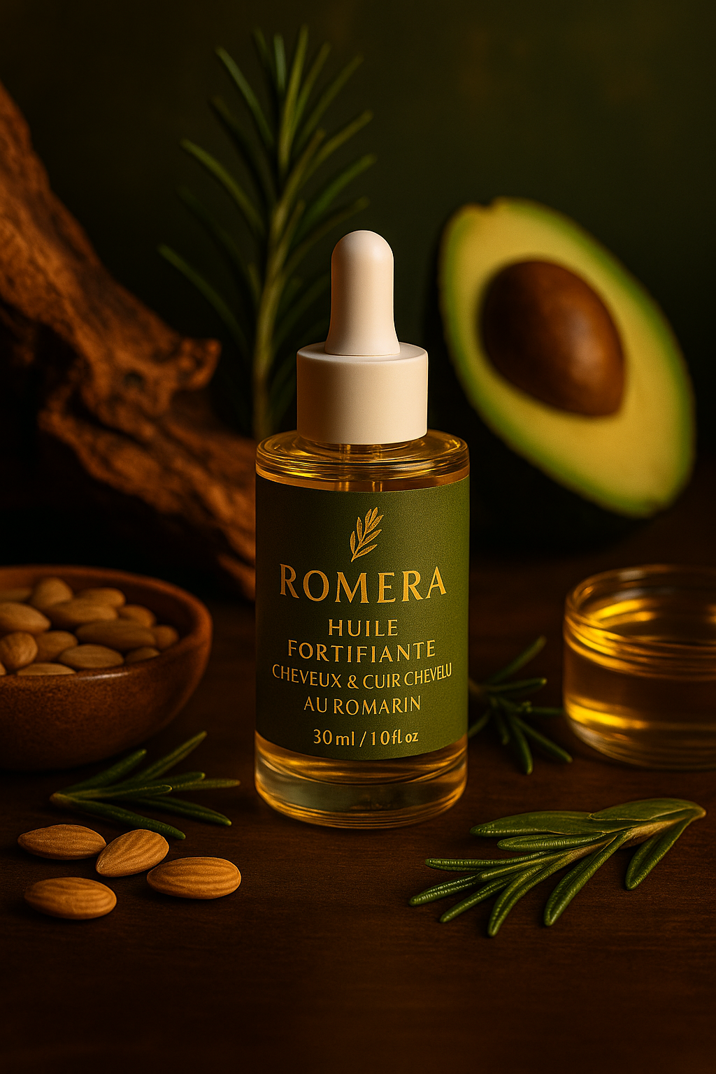Huile fortifiante pour cheveux et cuir chevelu au romarin
